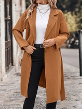 Perfee Dropped Shoulder Tie Waist Coat Casual Dresses