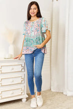 Perfee Floral Tie Neck Short Sleeve Blouse Woman Blouses