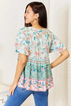 Perfee Floral Tie Neck Short Sleeve Blouse Woman Blouses