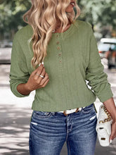 Perfee Half-Button Round Neck T-Shirt Woman T Shirts