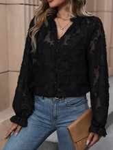 Perfee Lace Button Front Long Sleeve Top Woman Blouses