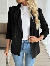 Perfee Lapel Collar Long Sleeve Blazer Woman Outerwear