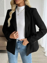 Perfee Lapel Collar Long Sleeve Blazer Woman Outerwear