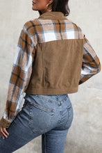 Perfee Plaid Button Up Collared Neck Jacket Woman Outerwear