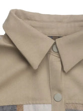 Perfee Plaid Snap Down Long Sleeve Shacket Casual Dresses