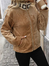 Perfee Pocketed Zip Up Collared Neck Long Sleeve Jacket Woman Outerwear