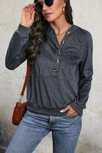 Perfee Printed Half Button Long Sleeve Hoodie Woman Sweatshirts