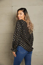 Perfee Printed Round Neck Flounce Sleeve Blouse Woman Blouses