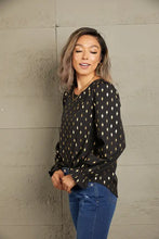 Perfee Printed Round Neck Flounce Sleeve Blouse Woman Blouses