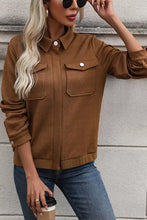 Perfee Textured Zip Up Collared Neck Jacket Woman Outerwear