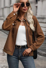 Perfee Textured Zip Up Collared Neck Jacket Woman Outerwear