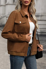 Perfee Textured Zip Up Collared Neck Jacket Woman Outerwear
