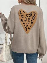 Perfee Tied Contrast Heart V-Neck Long Sleeve Cardigan Woman Outerwear