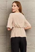 Perfee V-Neck Tie Front Half Sleeve Blouse Woman Blouses