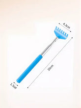 Blue plastic pet grooming comb head with five teeth on 20cm silver handle