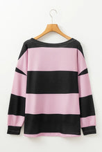 Pink and Black Striped Long Sleeve Sweatshirt with Number 22