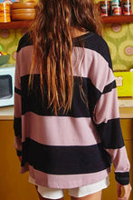 Pink and Black Striped Long Sleeve Sweatshirt with Number 22