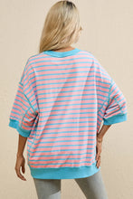 Pink and Blue Striped Cowboy Boot Sequin Sweatshirt for Women