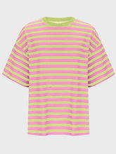 Pink and Green Striped Basic T-Shirt for Women Woman T Shirts