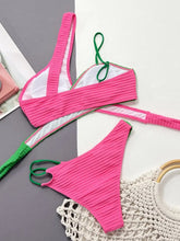 Pink and Green Textured Bikini Set with Adjustable Strap Length Woman Swim sets