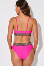 Pink and Leopard Print Bikini Two Piece Swimwear with Moderate Hem Width
