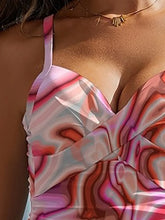 Pink and Orange Swirl Marble Pattern Swimsuit with Removable Padding