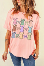 Pink and Peach Bunny Bow Pattern Women’s T-Shirt Woman T Shirts