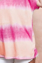 Pink and Peach Tie Dye Printed Hacci Knit Top for Women Woman T Shirts
