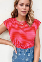 Pink and Red Striped Women's T-Shirt Strawberry
