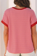 Pink and Red Striped Women’s T Shirt