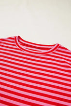 Pink and Red Striped Women's T-Shirt Woman T Shirts