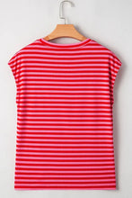 Pink and Red Striped Women's T-Shirt Woman T Shirts