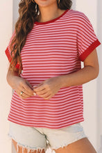 Pink and Red Striped Women’s T Shirt