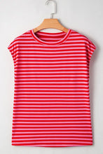Pink and Red Striped Women's T-Shirt Woman T Shirts