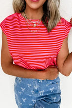 Pink and Red Striped Women's T-Shirt Woman T Shirts