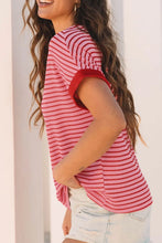Pink and Red Striped Women’s T Shirt