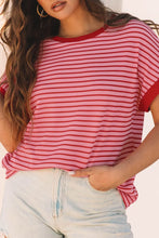 Pink and Red Striped Women’s T Shirt