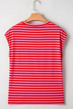 Pink and Red Striped Women's T-Shirt Woman T Shirts