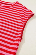 Pink and Red Striped Women's T-Shirt Woman T Shirts