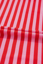 Pink and Red Striped Women's T-Shirt Woman T Shirts