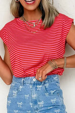 Pink and Red Striped Women's T-Shirt Woman T Shirts