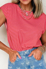 Pink and Red Striped Women's T-Shirt