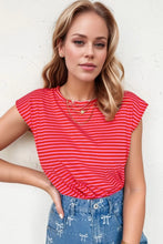 Pink and Red Striped Women's T-Shirt