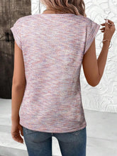 Pink and White Round Neck Sleeveless Knit Top for Women