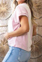 Pink and White Striped Knit T-Shirt with Pocket Woman T Shirts