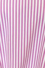 Pink and White Striped Oversized Cotton Blend Shirt for Women
