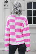 Pink and White Striped Sweater with Long Sleeve Length Sweater Pullovers