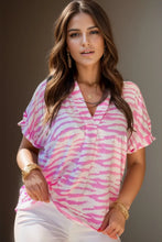 Pink and White Zebra Stripe Womens Polyester Shirt Pink