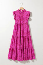 Pink Animal Print Tiered Maxi Dress