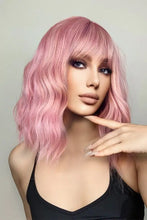 Pink Bobo Wave Synthetic Wig with Bangs, Heat Safe Shoulder Length